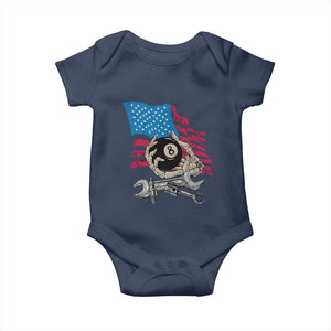 Mechanic Engineer Baby Onesie Mechanic Auto Car Repair American Flag Vintage Graphic TS02 Navy Print Your Wear