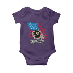 Mechanic Engineer Baby Onesie Mechanic Auto Car Repair American Flag Vintage Graphic TS02 Purple Print Your Wear