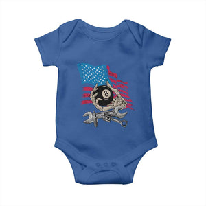 Mechanic Engineer Baby Onesie Mechanic Auto Car Repair American Flag Vintage Graphic TS02 Royal Blue Print Your Wear