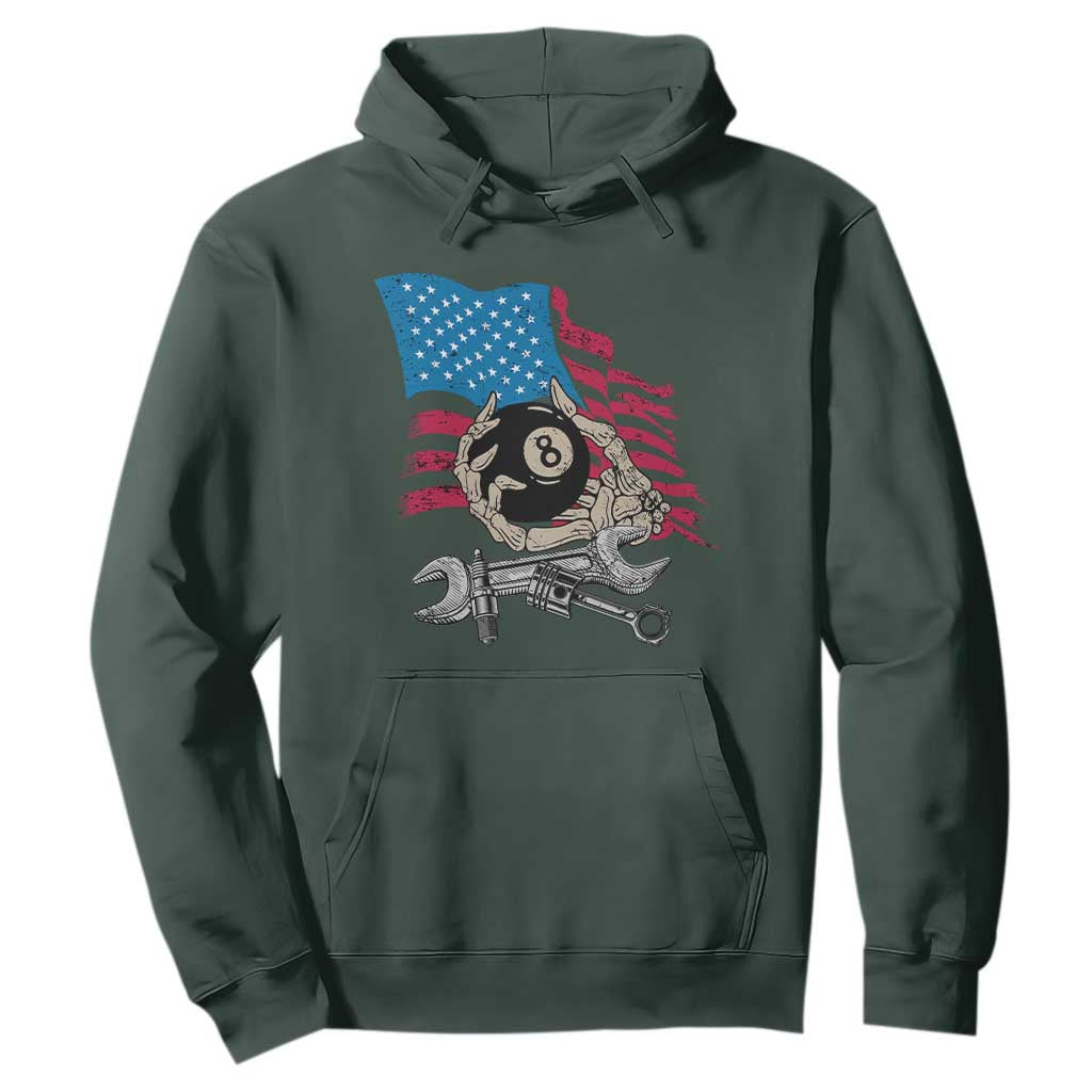 Mechanic Engineer Hoodie Mechanic Auto Car Repair American Flag Vintage Graphic TS02 Dark Forest Green Print Your Wear