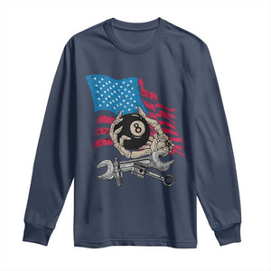 Mechanic Engineer Long Sleeve Shirt Mechanic Auto Car Repair American Flag Vintage Graphic TS02 Navy Print Your Wear