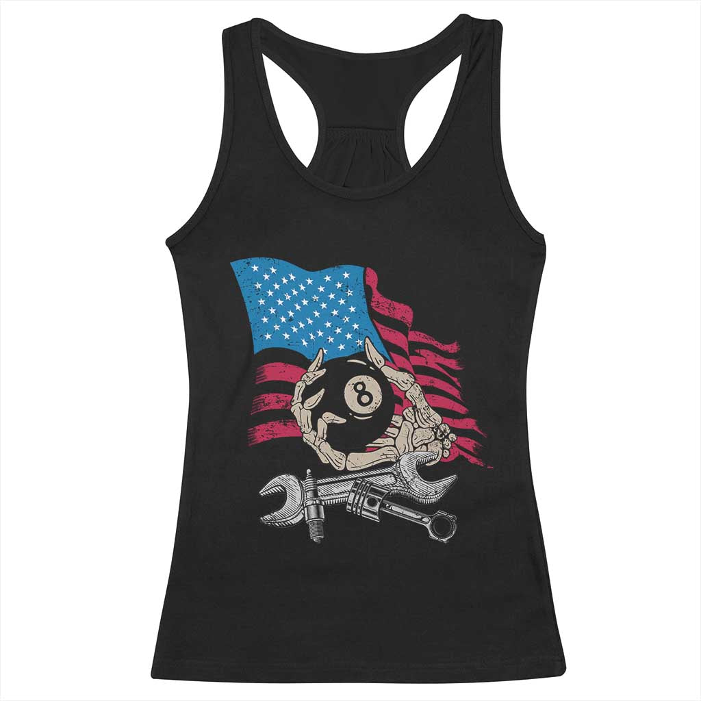 Mechanic Engineer Racerback Tank Top Mechanic Auto Car Repair American Flag Vintage Graphic TS02 Black Print Your Wear