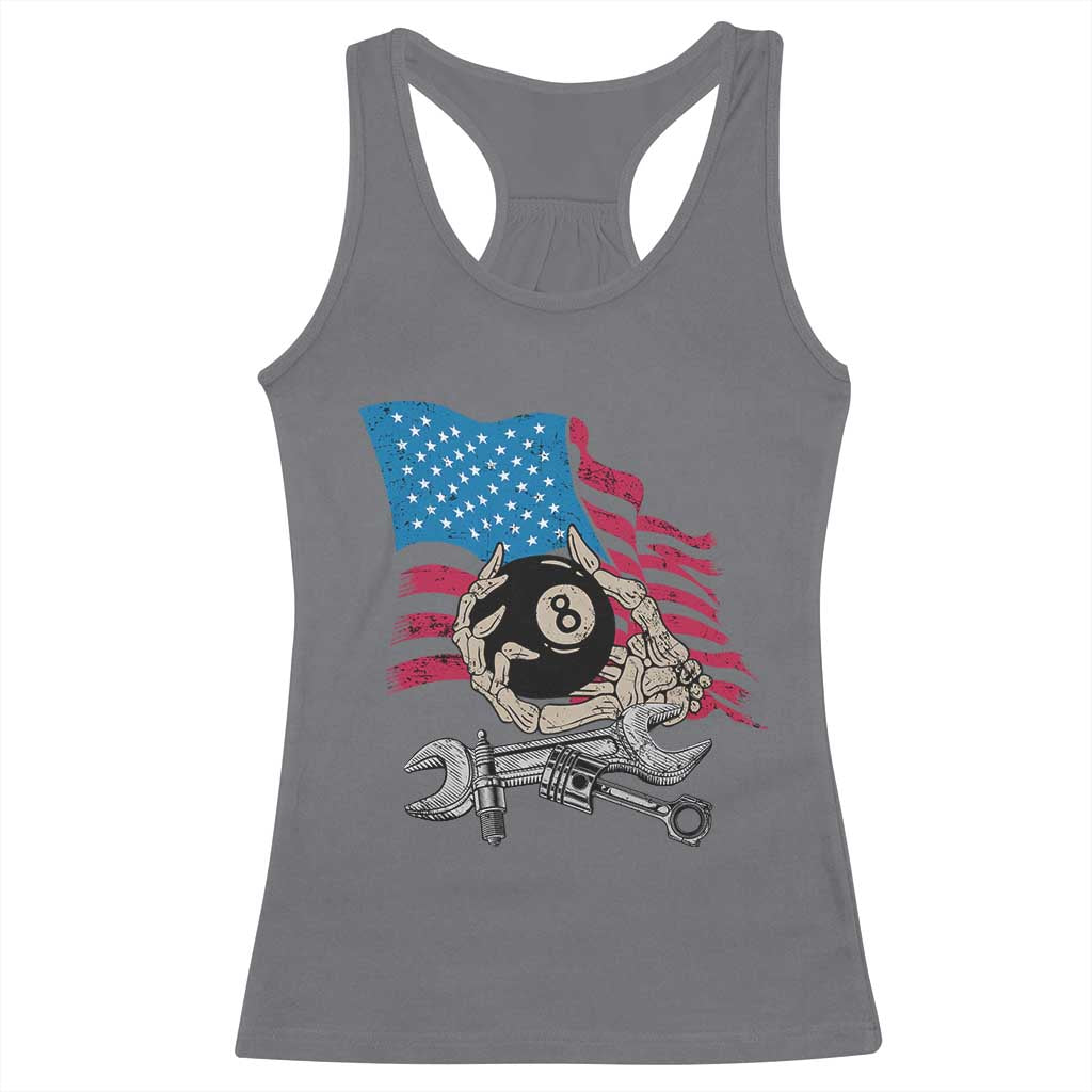 Mechanic Engineer Racerback Tank Top Mechanic Auto Car Repair American Flag Vintage Graphic TS02 Charcoal Print Your Wear