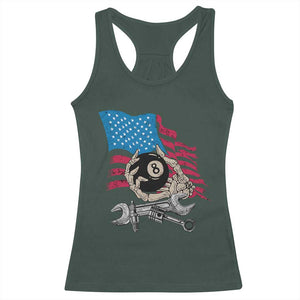 Mechanic Engineer Racerback Tank Top Mechanic Auto Car Repair American Flag Vintage Graphic TS02 Dark Forest Green Print Your Wear