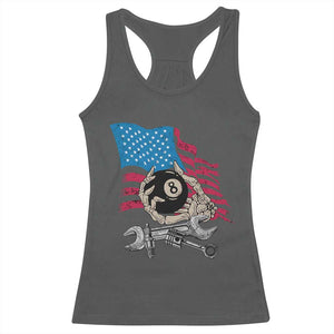Mechanic Engineer Racerback Tank Top Mechanic Auto Car Repair American Flag Vintage Graphic TS02 Dark Heather Print Your Wear
