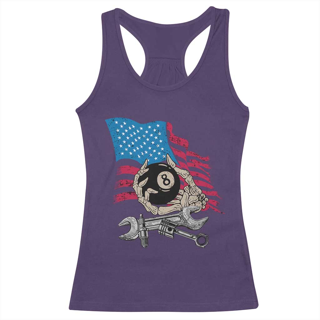 Mechanic Engineer Racerback Tank Top Mechanic Auto Car Repair American Flag Vintage Graphic TS02 Purple Print Your Wear