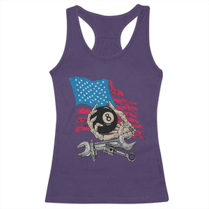 Mechanic Engineer Racerback Tank Top Mechanic Auto Car Repair American Flag Vintage Graphic TS02 Purple Print Your Wear