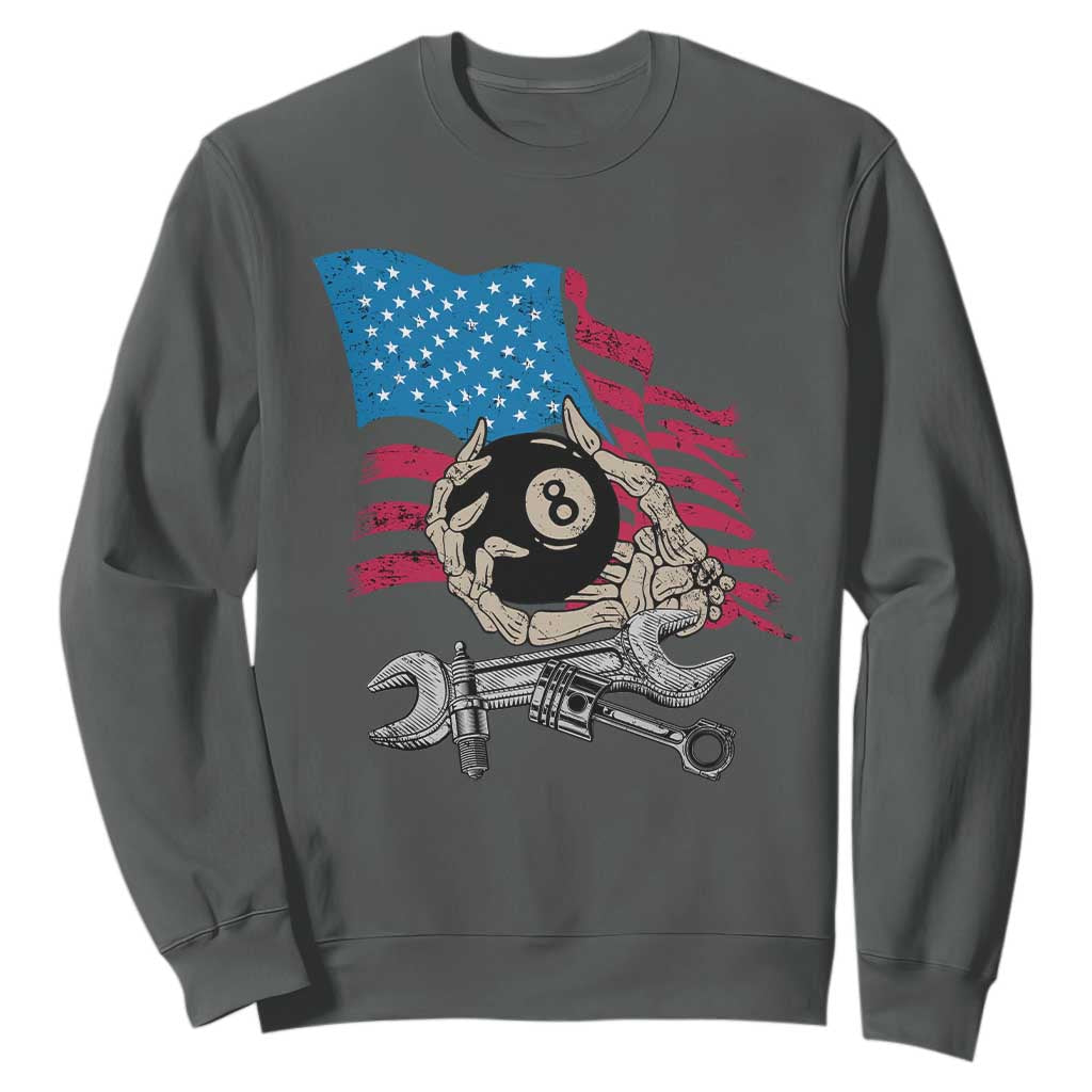 Mechanic Engineer Sweatshirt Mechanic Auto Car Repair American Flag Vintage Graphic TS02 Dark Heather Print Your Wear