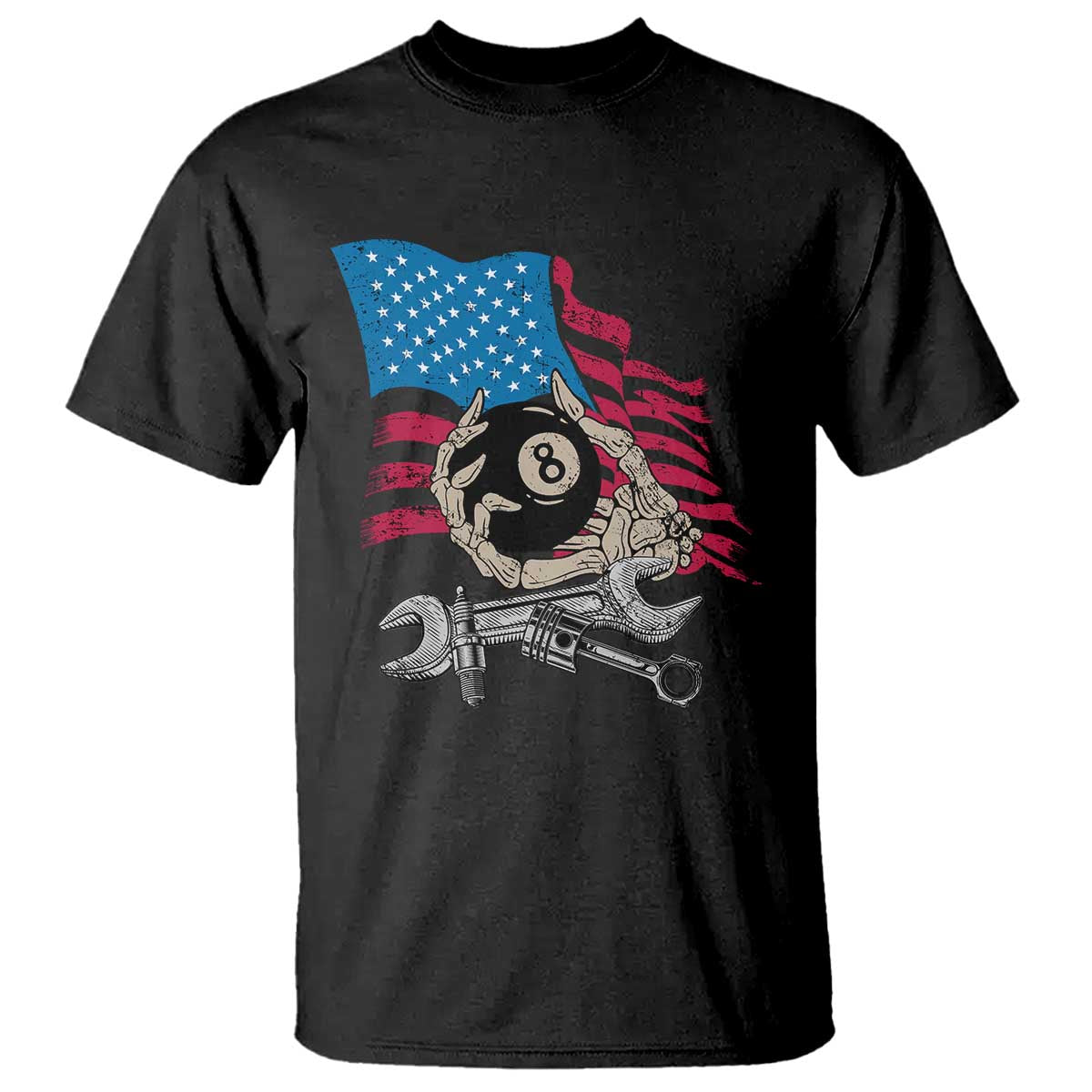 Mechanic Engineer T Shirt Mechanic Auto Car Repair American Flag Vintage Graphic TS02 Black Print Your Wear