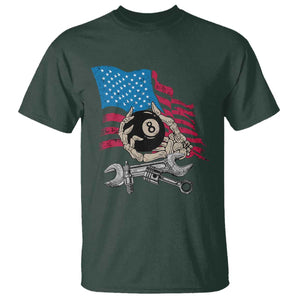 Mechanic Engineer T Shirt Mechanic Auto Car Repair American Flag Vintage Graphic TS02 Dark Forest Green Print Your Wear
