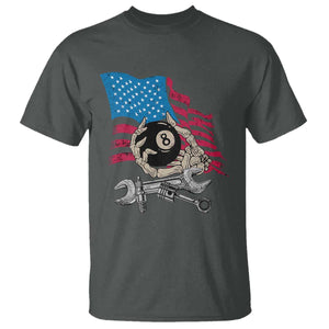 Mechanic Engineer T Shirt Mechanic Auto Car Repair American Flag Vintage Graphic TS02 Dark Heather Print Your Wear
