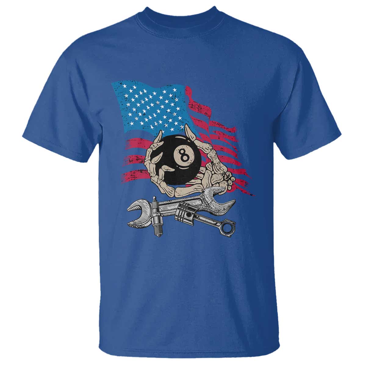 Mechanic Engineer T Shirt Mechanic Auto Car Repair American Flag Vintage Graphic TS02 Royal Blue Print Your Wear