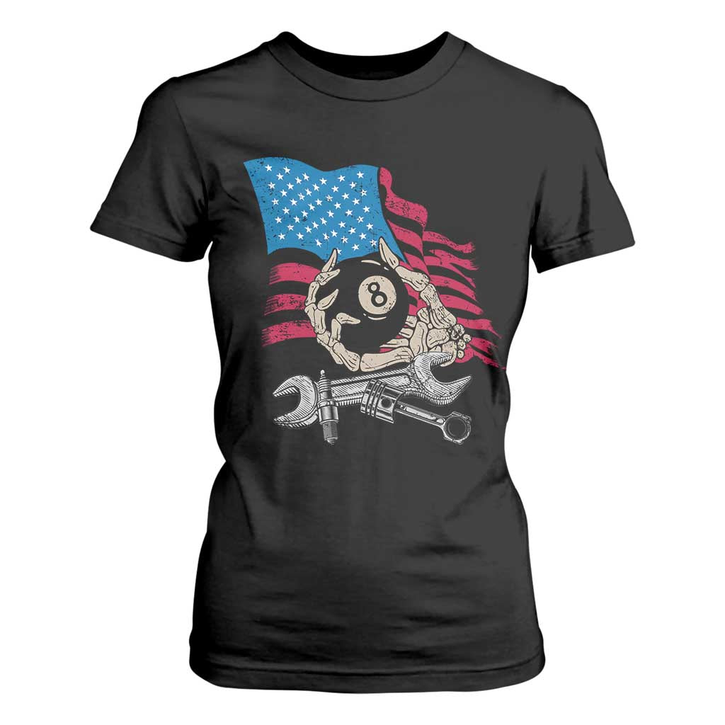 Mechanic Engineer T Shirt For Women Mechanic Auto Car Repair American Flag Vintage Graphic TS02 Black Print Your Wear