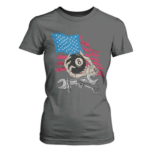 Mechanic Engineer T Shirt For Women Mechanic Auto Car Repair American Flag Vintage Graphic TS02 Dark Heather Print Your Wear