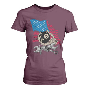 Mechanic Engineer T Shirt For Women Mechanic Auto Car Repair American Flag Vintage Graphic TS02 Maroon Print Your Wear