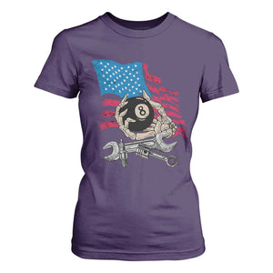 Mechanic Engineer T Shirt For Women Mechanic Auto Car Repair American Flag Vintage Graphic TS02 Purple Print Your Wear