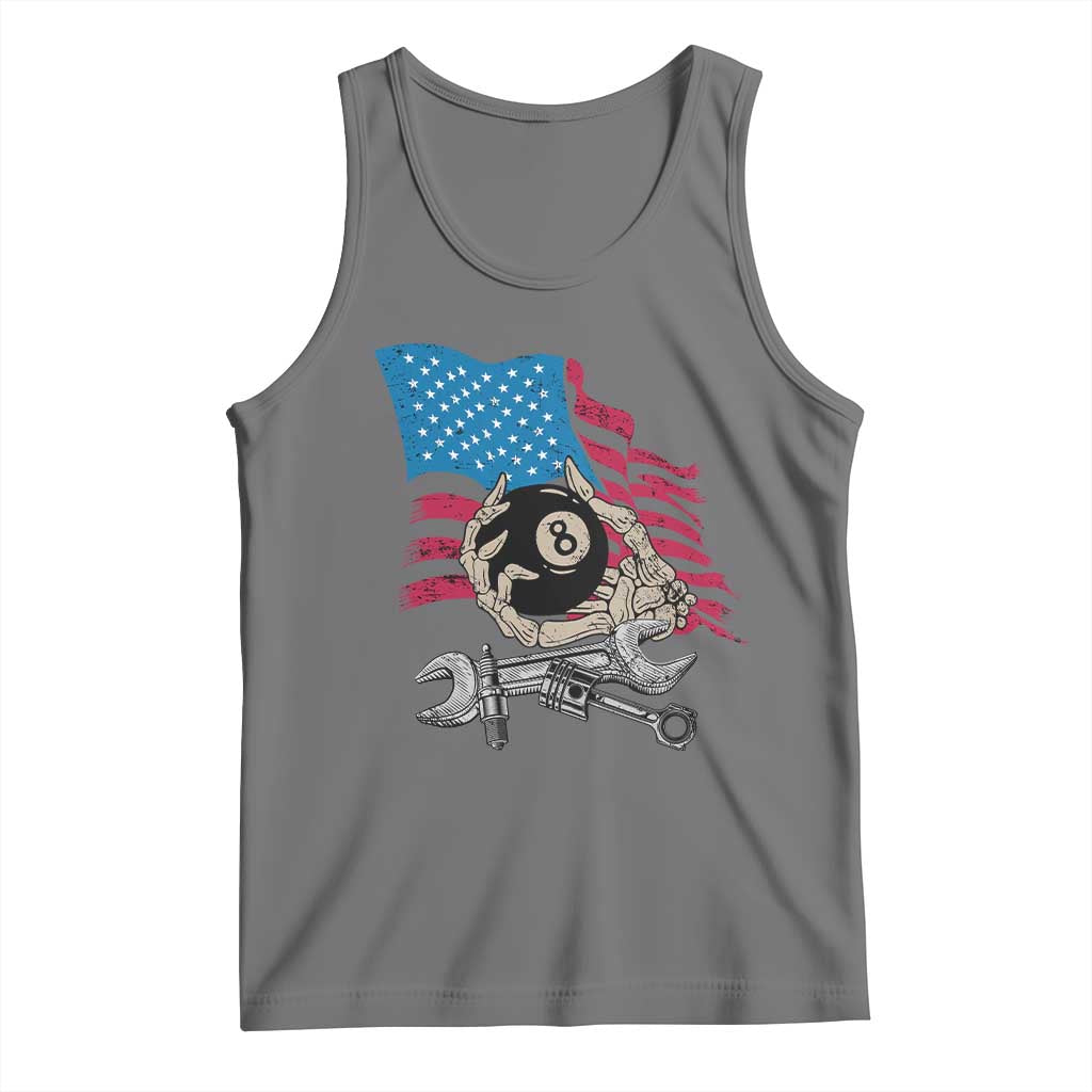 Mechanic Engineer Tank Top Mechanic Auto Car Repair American Flag Vintage Graphic TS02 Black Heather Print Your Wear