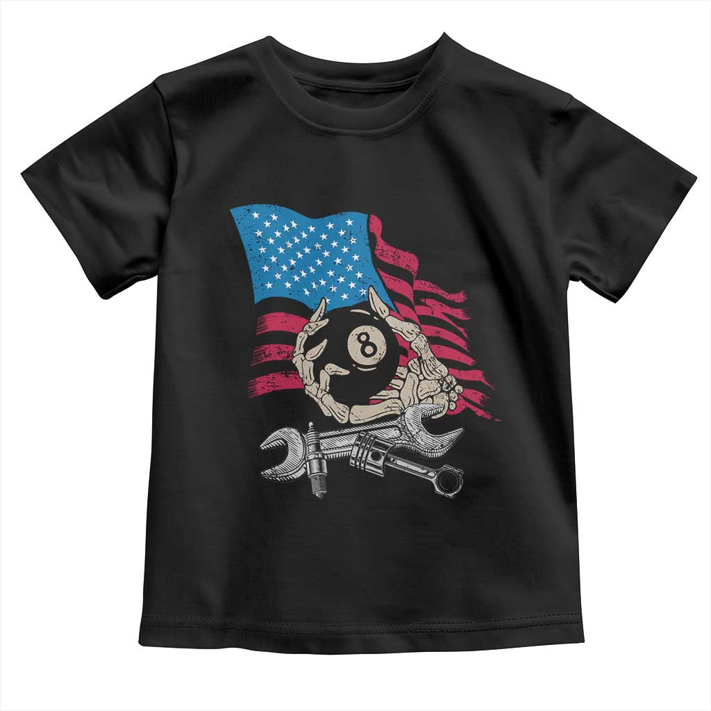 Mechanic Engineer Toddler T Shirt Mechanic Auto Car Repair American Flag Vintage Graphic TS02 Black Print Your Wear