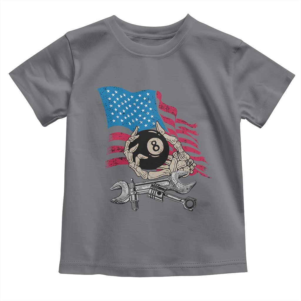Mechanic Engineer Toddler T Shirt Mechanic Auto Car Repair American Flag Vintage Graphic TS02 Charcoal Print Your Wear