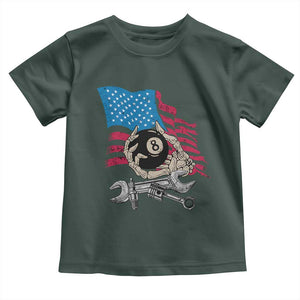 Mechanic Engineer Toddler T Shirt Mechanic Auto Car Repair American Flag Vintage Graphic TS02 Dark Forest Green Print Your Wear