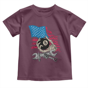 Mechanic Engineer Toddler T Shirt Mechanic Auto Car Repair American Flag Vintage Graphic TS02 Maroon Print Your Wear