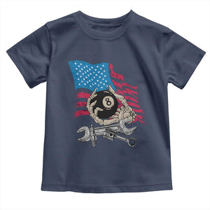 Mechanic Engineer Toddler T Shirt Mechanic Auto Car Repair American Flag Vintage Graphic TS02 Navy Print Your Wear