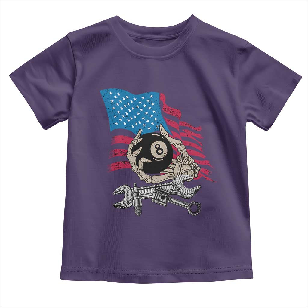 Mechanic Engineer Toddler T Shirt Mechanic Auto Car Repair American Flag Vintage Graphic TS02 Purple Print Your Wear
