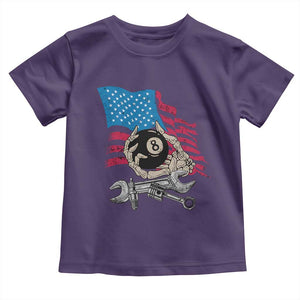 Mechanic Engineer Toddler T Shirt Mechanic Auto Car Repair American Flag Vintage Graphic TS02 Purple Print Your Wear