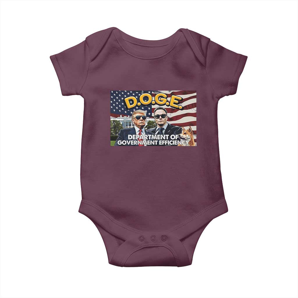 Trump Elon 2024 Baby Onesie D.O.G.E DOGE Department Of Government Efficiency TS02 Maroon Print Your Wear