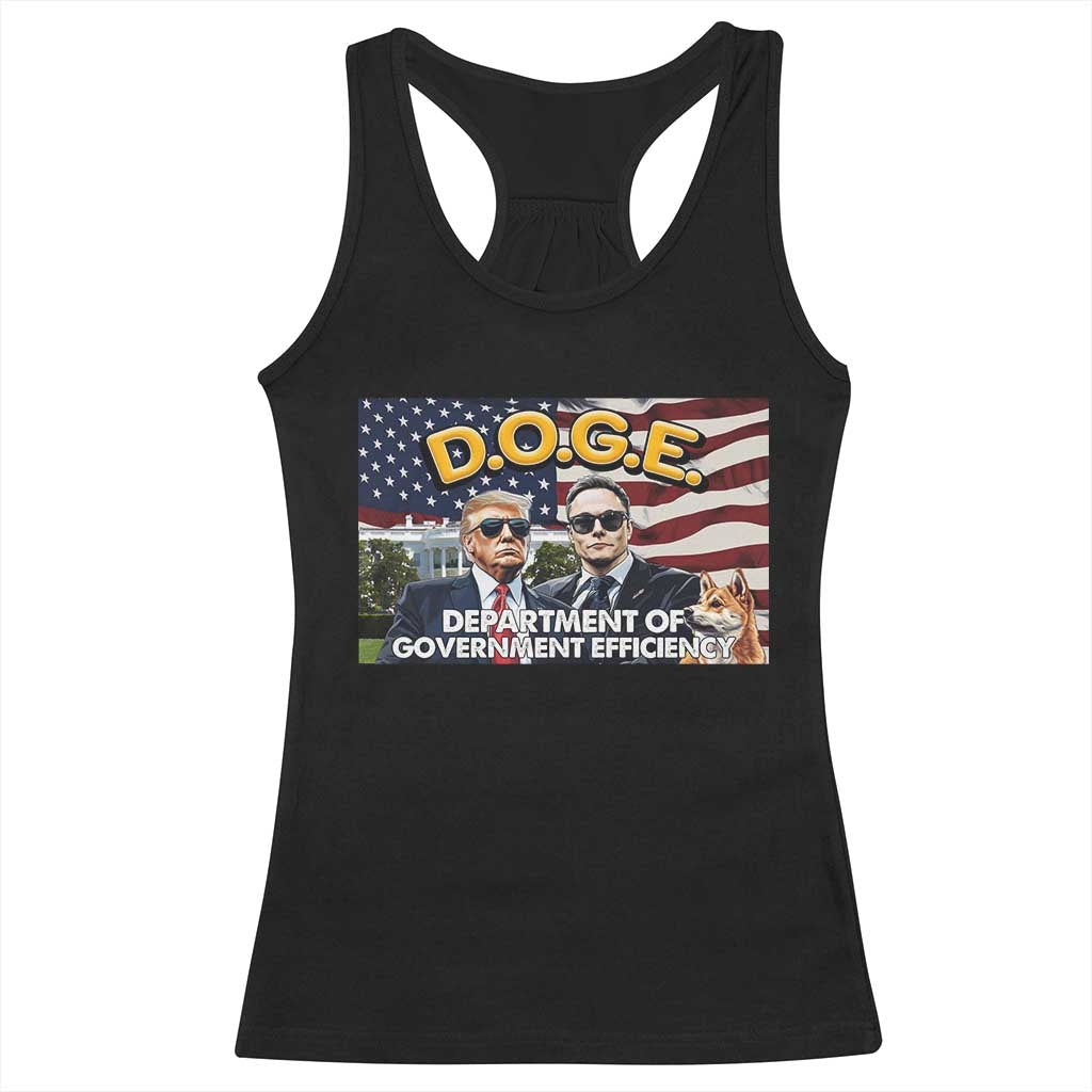 Trump Elon 2024 Racerback Tank Top D.O.G.E DOGE Department Of Government Efficiency TS02 Black Print Your Wear