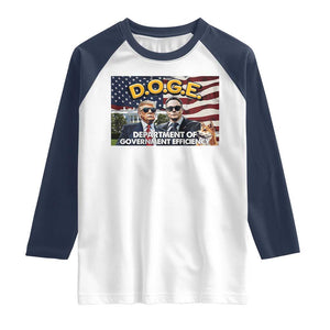 Trump Elon 2024 Raglan Shirt D.O.G.E DOGE Department Of Government Efficiency TS02 White Navy Print Your Wear
