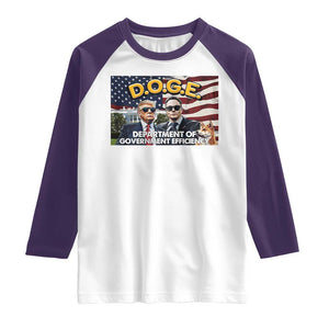 Trump Elon 2024 Raglan Shirt D.O.G.E DOGE Department Of Government Efficiency TS02 White Purple Print Your Wear