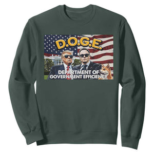 Trump Elon 2024 Sweatshirt D.O.G.E DOGE Department Of Government Efficiency TS02 Dark Forest Green Print Your Wear