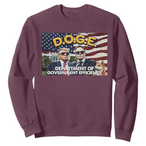 Trump Elon 2024 Sweatshirt D.O.G.E DOGE Department Of Government Efficiency TS02 Maroon Print Your Wear