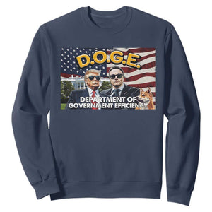 Trump Elon 2024 Sweatshirt D.O.G.E DOGE Department Of Government Efficiency TS02 Navy Print Your Wear
