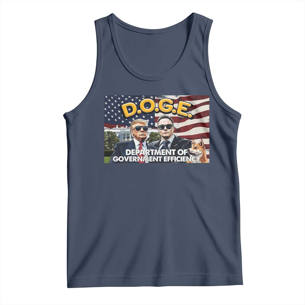 Trump Elon 2024 Tank Top D.O.G.E DOGE Department Of Government Efficiency TS02 Navy Print Your Wear