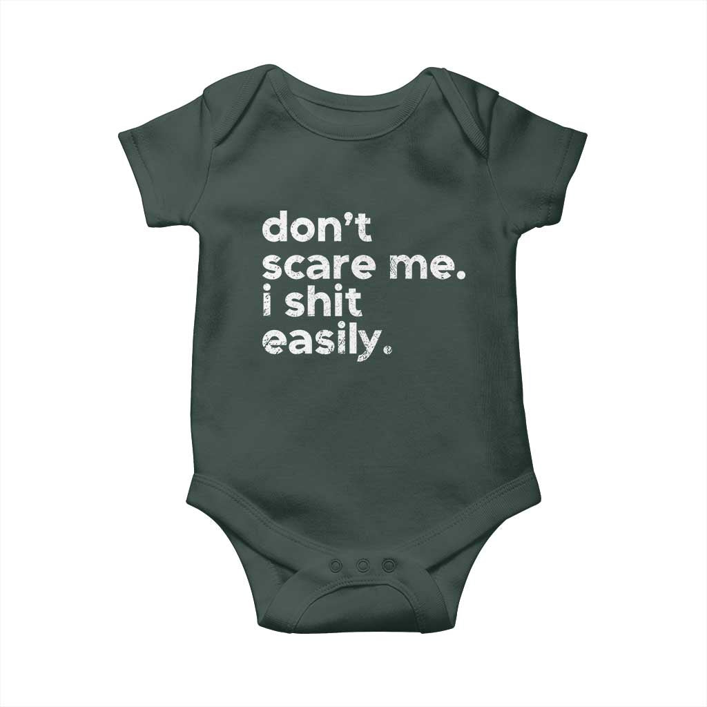 Funny Sarcastic Quote Baby Onesie Don't Scare Me I Shit Easily Retro Minimalism TS02 Print Your Wear