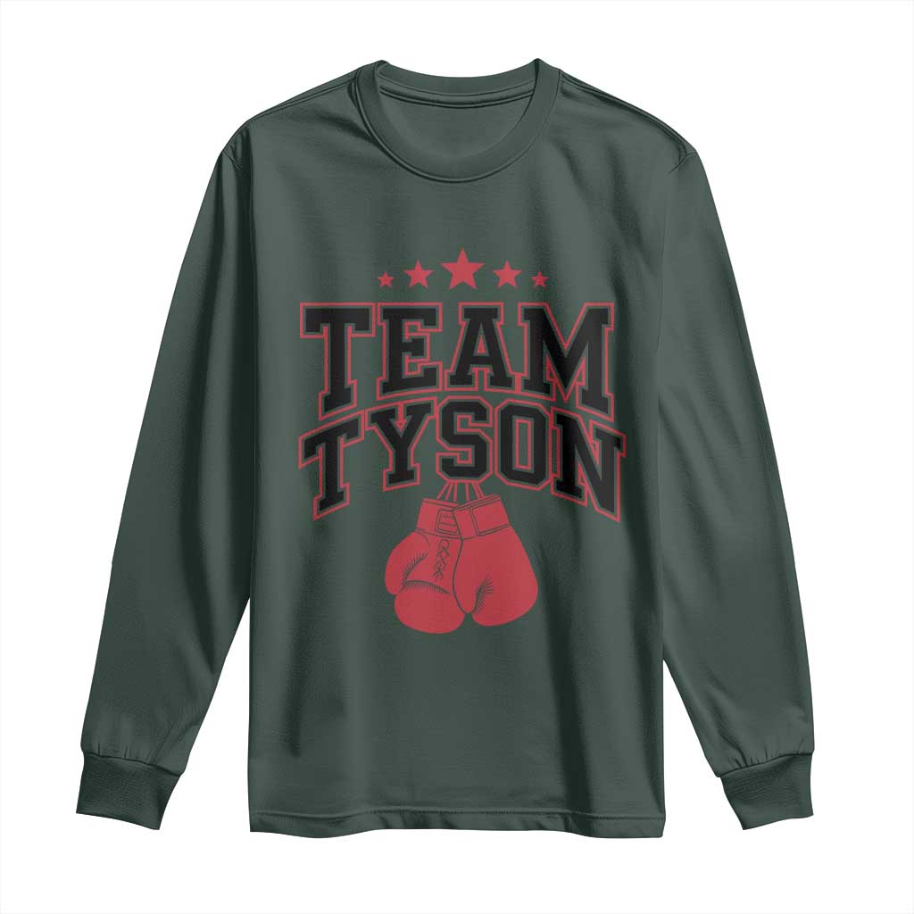 Team Tyson Long Sleeve Shirt Family Personalized Name Retro Red TS02 Dark Forest Green Print Your Wear