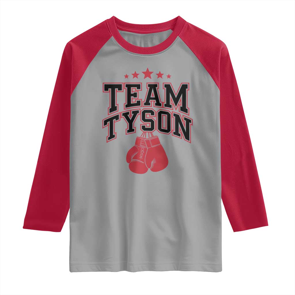 Team Tyson Raglan Shirt Family Personalized Name Retro Red TS02 Sport Gray Red Print Your Wear