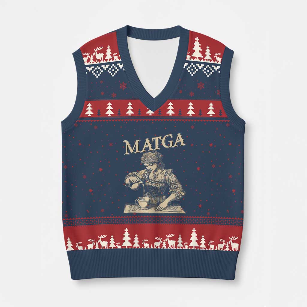 MATGA Make Aqua Tofana Great Again V-Neck Knit Sweater Vest Funny Feminist Retro Vintage TS02 Navy Red Print Your Wear