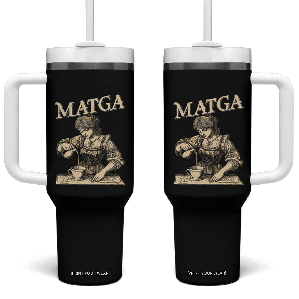 MATGA Make Aqua Tofana Great Again Tumbler With Handle Funny Feminist Retro Vintage TS02 One Size: 40 oz Black Print Your Wear