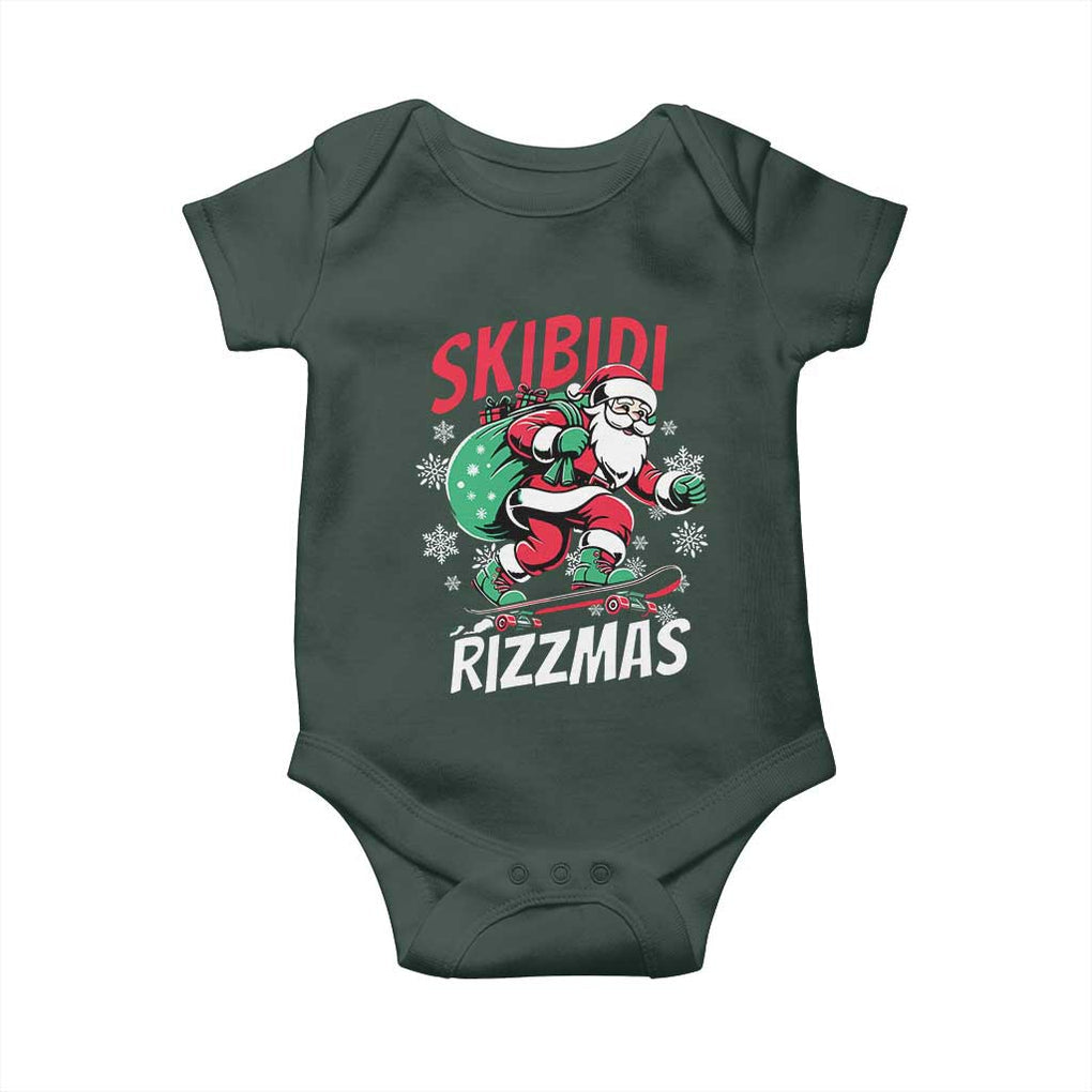 Funny Santa Rizz Christmas Baby Onesie Retro Skibidi Rizzmas Claus Skating Board Xmas TS02 Print Your Wear