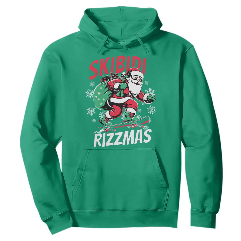 Funny Santa Rizz Christmas Hoodie Retro Skibidi Rizzmas Claus Skating Board Xmas TS02 Irish Green Print Your Wear