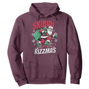 Funny Santa Rizz Christmas Hoodie Retro Skibidi Rizzmas Claus Skating Board Xmas TS02 Maroon Print Your Wear