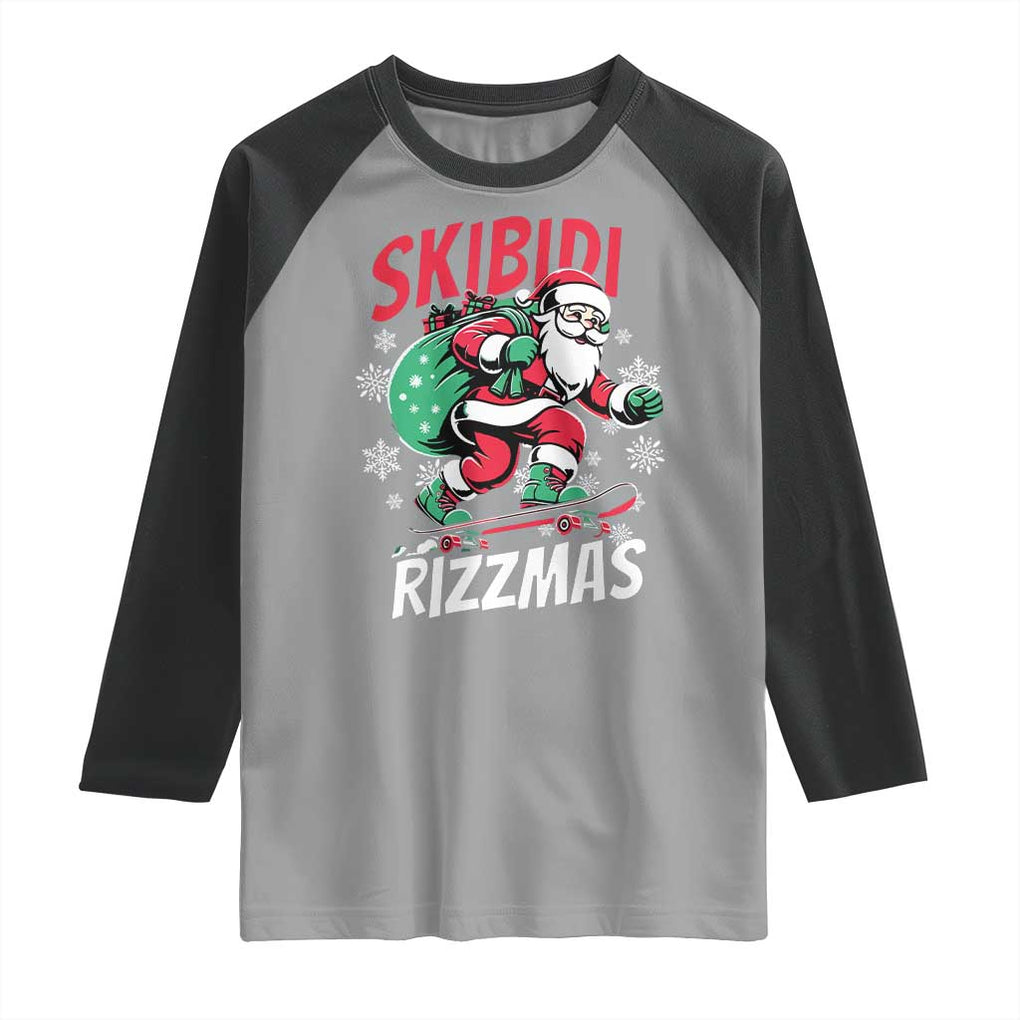 Funny Santa Rizz Christmas Raglan Shirt Retro Skibidi Rizzmas Claus Skating Board Xmas TS02 Sport Gray Black Print Your Wear