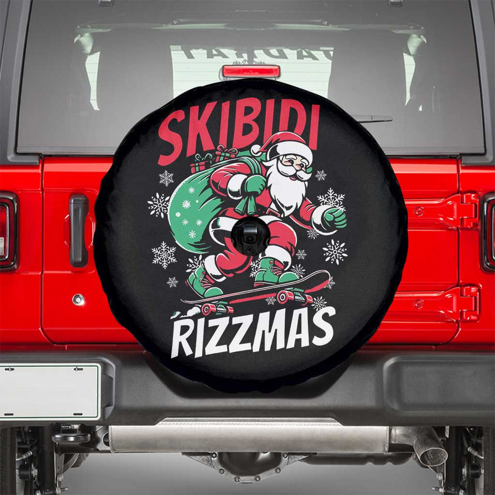 Funny Santa Rizz Christmas Spare Tire Cover Retro Skibidi Rizzmas Claus Skating Board Xmas TS02 Black Print Your Wear