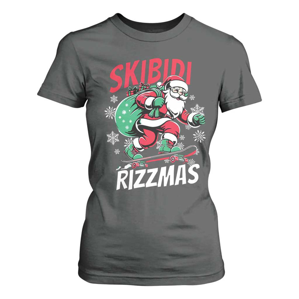 Funny Santa Rizz Christmas T Shirt For Women Retro Skibidi Rizzmas Claus Skating Board Xmas TS02 Dark Heather Print Your Wear