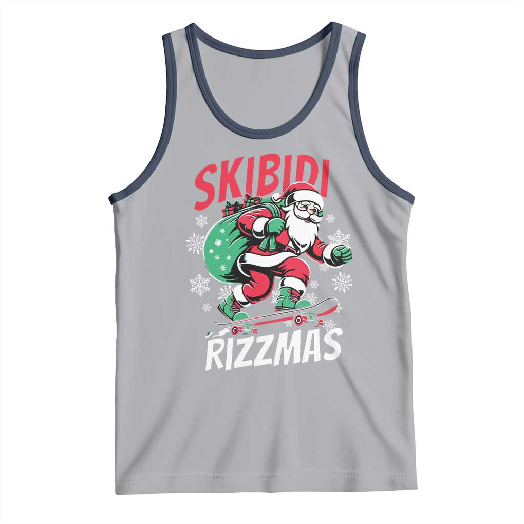 Funny Santa Rizz Christmas Tank Top Retro Skibidi Rizzmas Claus Skating Board Xmas TS02 Athletic Heather Navy Print Your Wear
