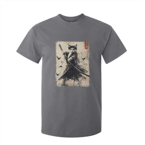 Samurai Cat Graphic T Shirt For Kid Warrior Vintage Japanese Art Anime TS02 Charcoal Print Your Wear