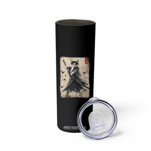 Samurai Cat Graphic Skinny Tumbler Warrior Vintage Japanese Art Anime TS02 Print Your Wear